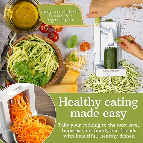 Miniatura 2 de Brieftons 10-Blade Vegetable Spiralizer: Strongest-Heaviest Duty Spiral Slicer, Best Veggie Pasta Spaghetti Maker for Low Carb/Paleo/Gluten-Free