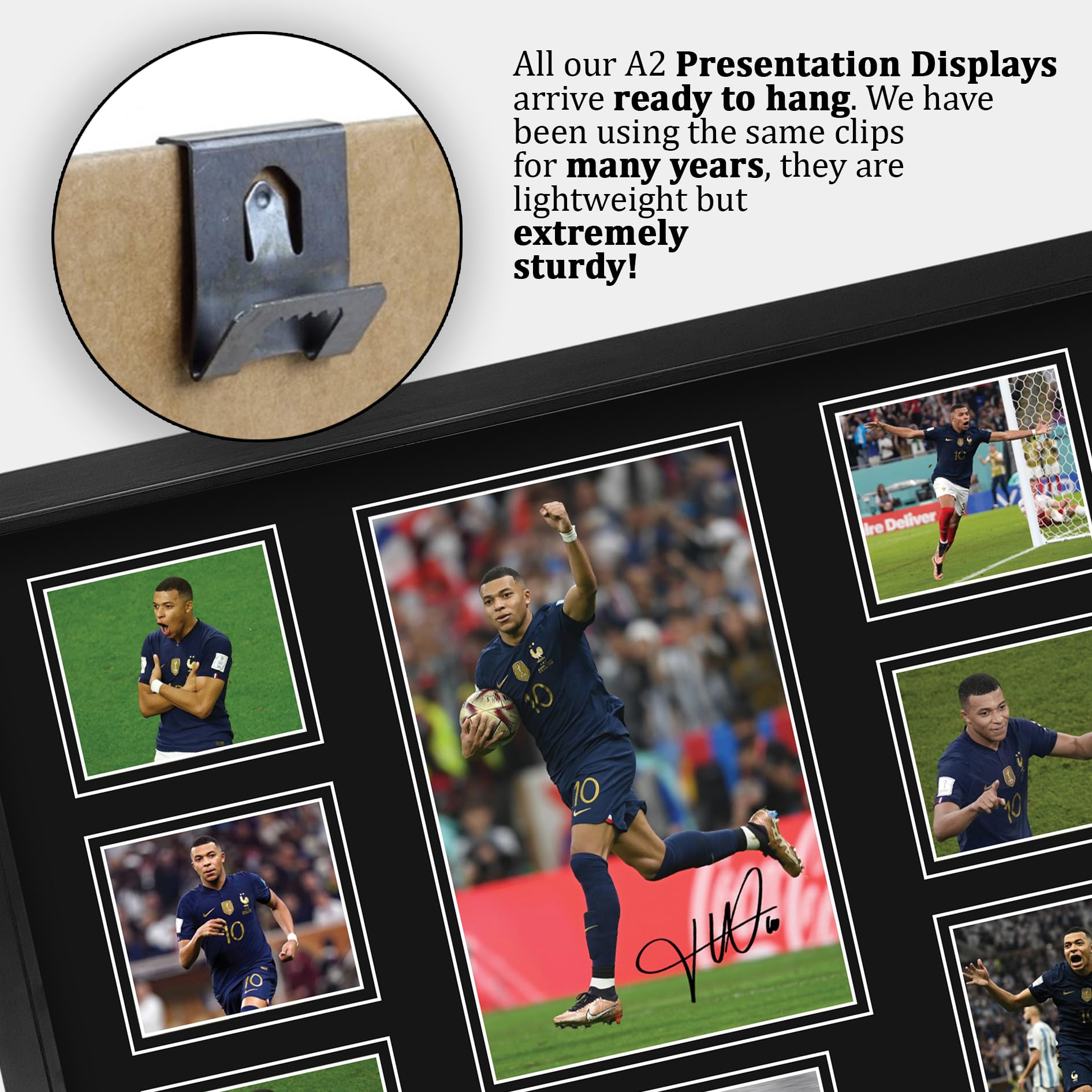HWC Trading Kylian Mbappe France Memorabilia Stampati Autografo Firmato Esposizione Della Fotografia Per Gli Appassionati Di Calcio E Sostenitori - A2 Incorniciato (ID-006511)