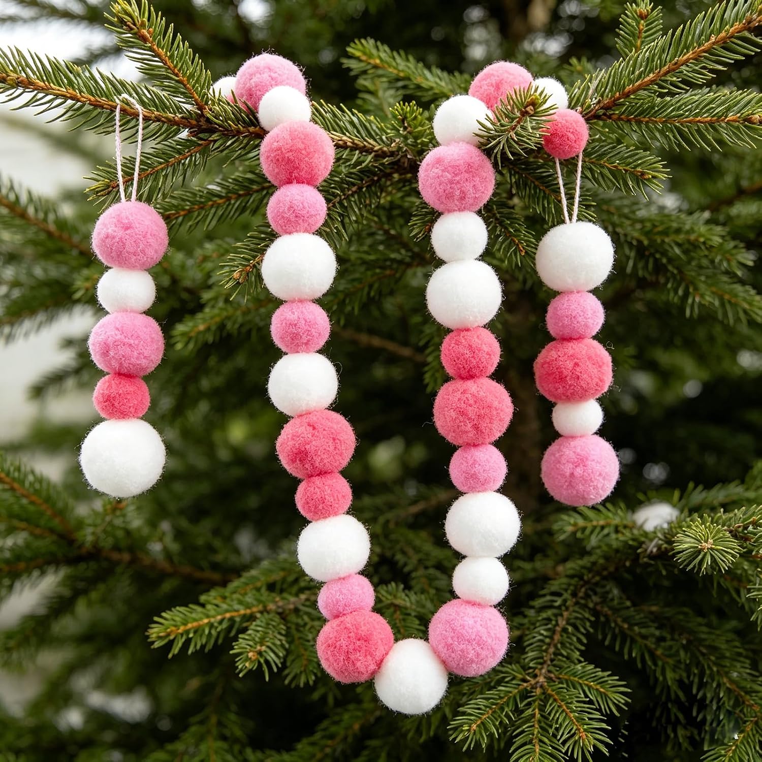Dabshuyikk 1000 Pieces Soft and Fluffy Pom poms,Assorted Size Pink White Pompoms for DIY Arts and Craft Making Decorations