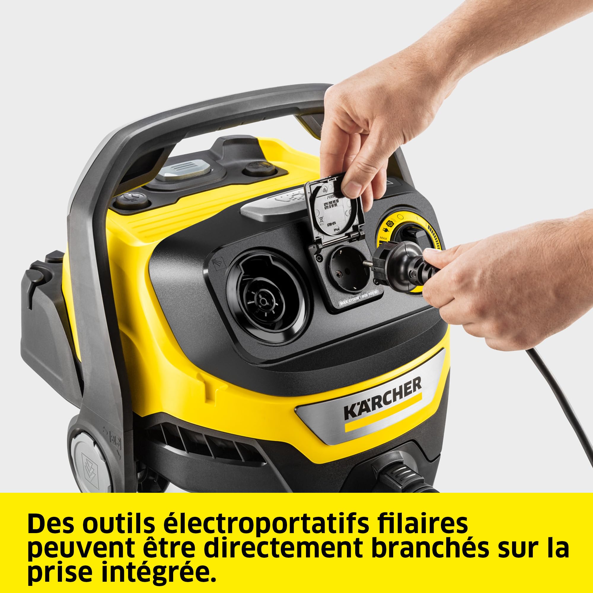 KÄRCHER Aspirateur Eau & Poussière WD 7 Control P S, 1400W, Cuve 30L, Flexible 3.5m. Télécommande 2en1, Nettoyage Filtre, Prise asservissement, Buses & Sacs. Soufflerie, Puissant et Intelligent