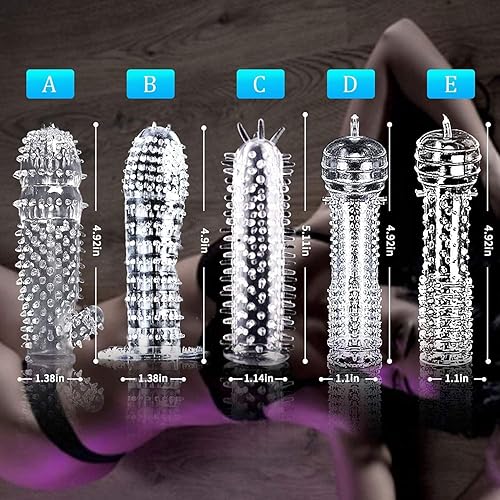 Miniatura 3 de 5 unids transparente roscado maza condón macho condón adulto bloqueo fino anillo extendido manga cristal manga E35211