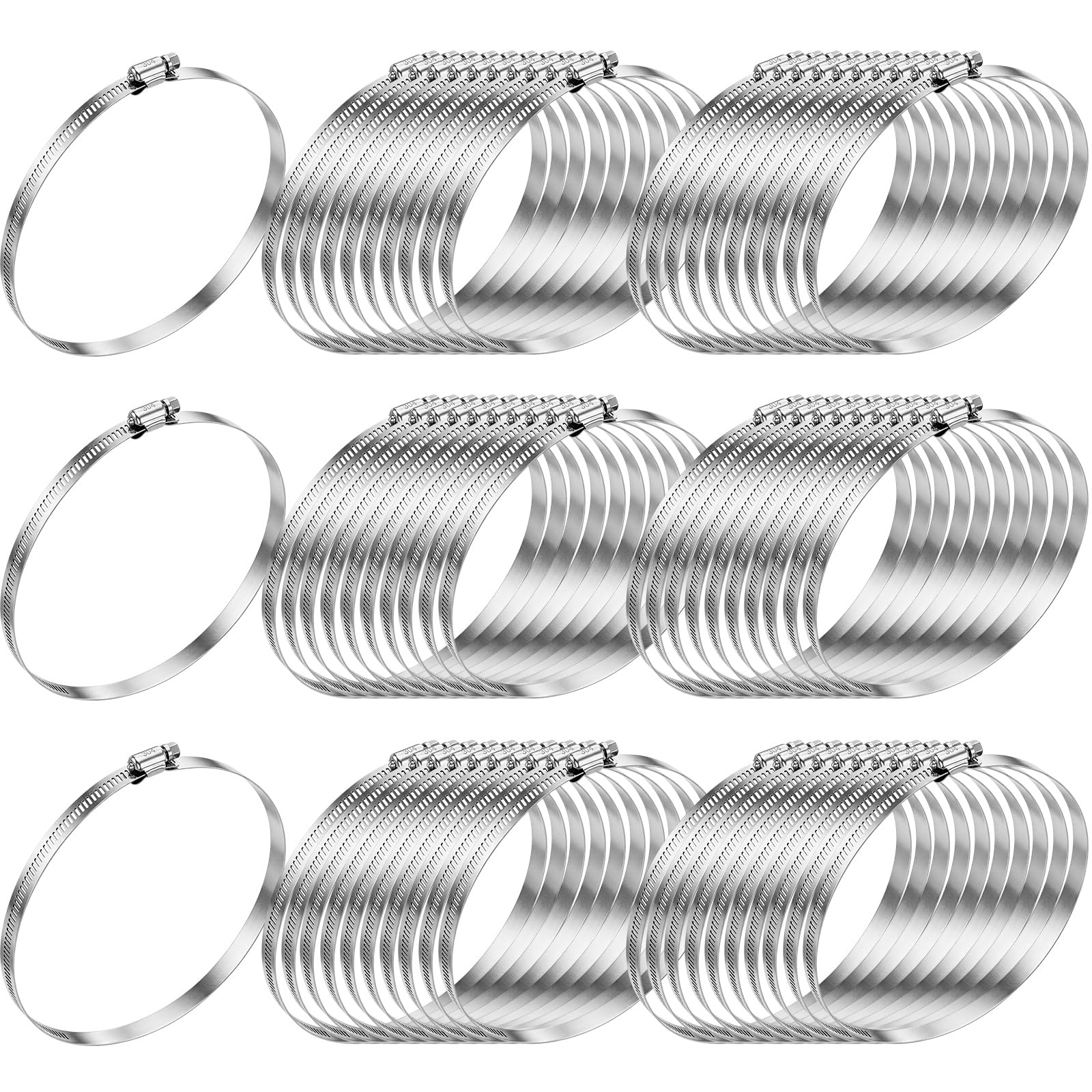 Zhengmy 60 Pack 4 in Stainless Steel Hose Clamps, 3-29/50" to 4-49/100"