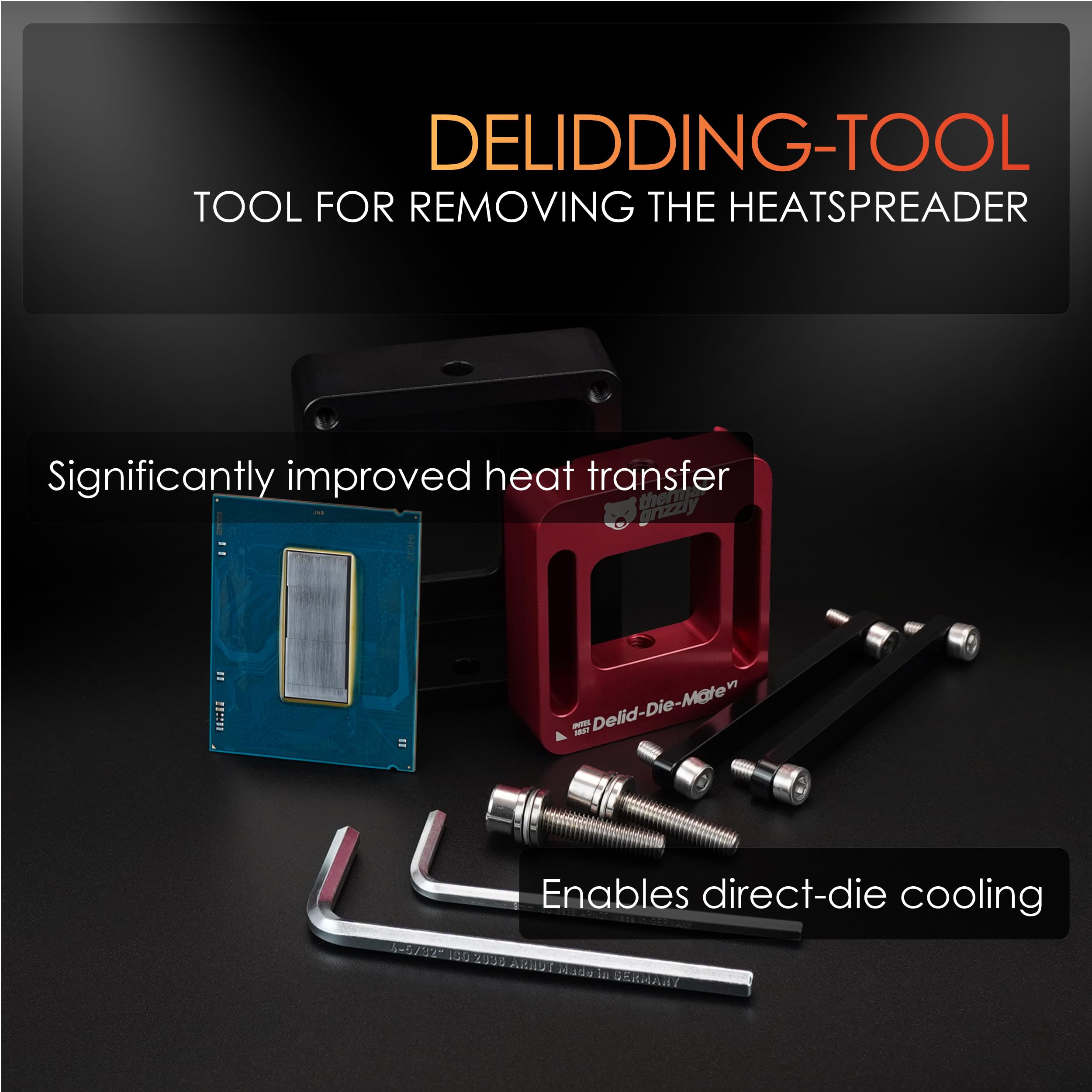 Thermal Grizzly Intel 1851 Delid-Die-Mate V1 – narzędzie premium do bezpiecznego i skutecznego usuwania rozpraszacza ciepła na procesorach Intel LGA 1851