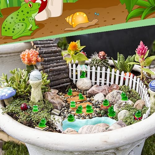 Miniatura 5 de 200 figuras de mini rana de resina, mini ranas verdes, figuras en miniatura de jardín, musgo en miniatura, paisaje, bricolaje, terrario,