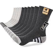 COOPLUS Mens Lightweight Athletic Crew Socks 5 Pairs Cushioned Work Socks