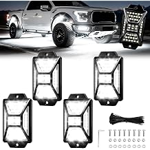 4 Pods White Rock Lights,48Leds/Pod 6500K Pure White Super Bright LED Underglow Lights,IP67 Waterproof 360 Wide Beam Neon Underbody Lights for Pickup Trucks SUV UTV ATV RZR Car BoatsPatented