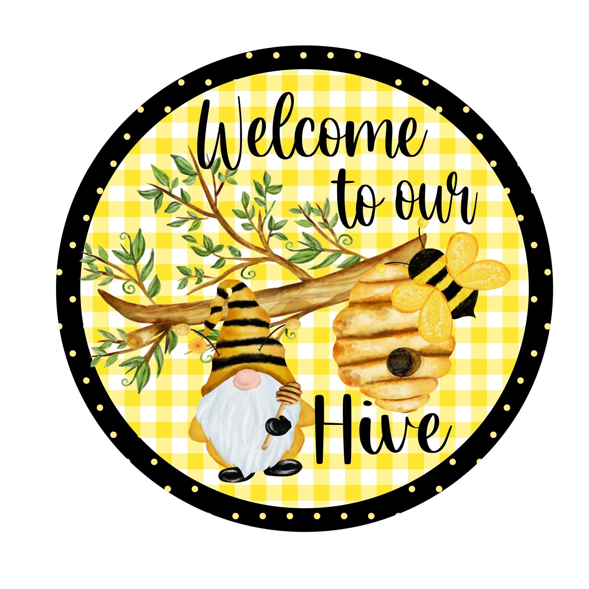 Retro Round Sign Welcome to Our bee hive Rustic Wall Decor Tin Metal Sign Novelty Funny Garage Bar Kitchen Rule Humorous Vintage Home Family Friend Birthday Gift Iron Painting Tin Signs 12 X12 IN