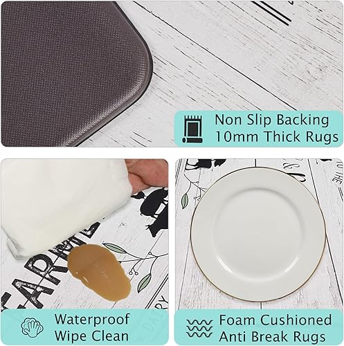 Miniatura 4 de Falflor Alfombra y tapetes de cocina antifatiga 2 piezas de cuero de PVC resistentes para cocina fregadero oficina escritorio limpiar con un trapo