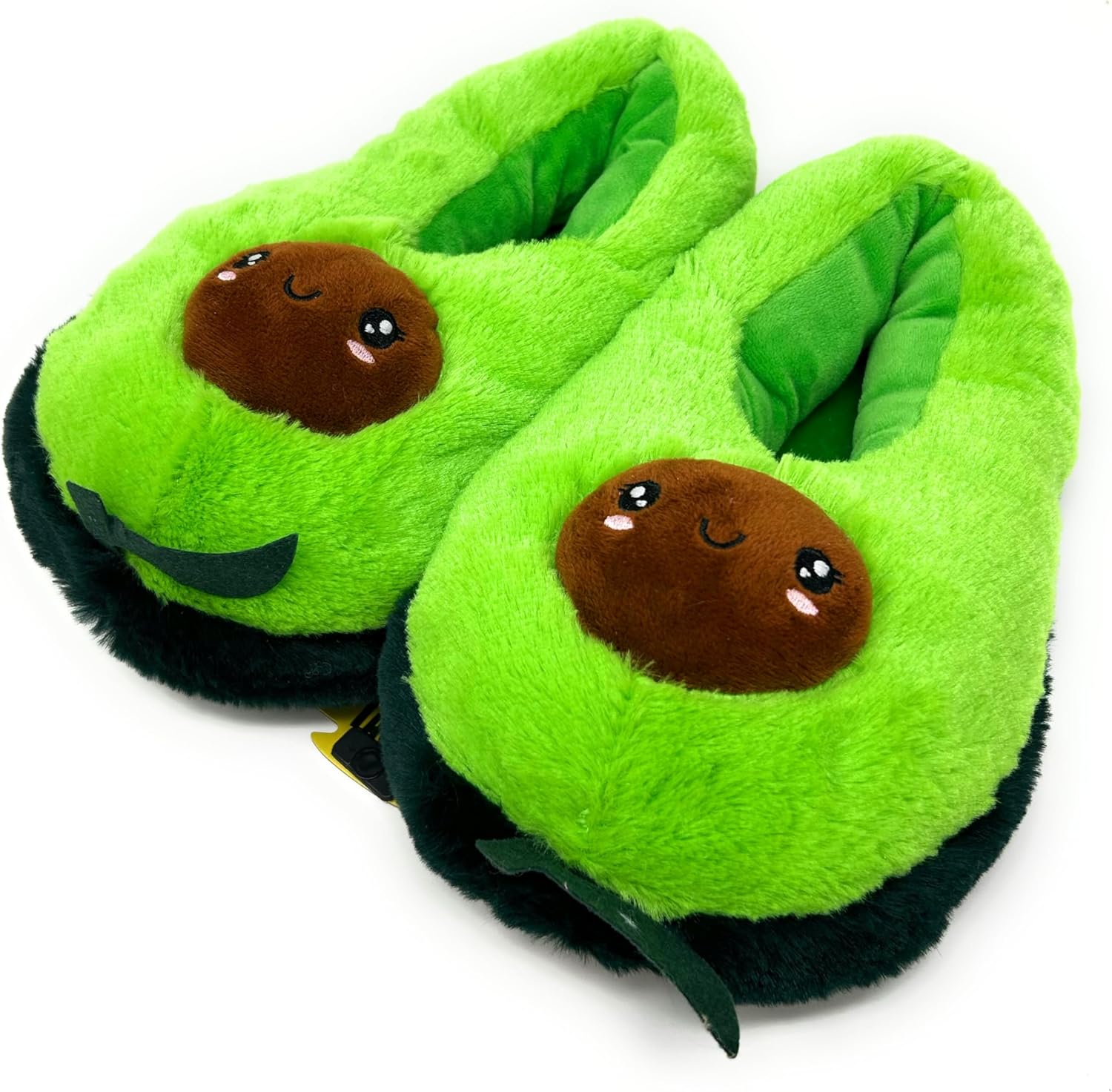 ooohyeah Oooh Geez Women’s Fuzzy Fruit Hug Slippers, Cute Funny Cozy Non-Slip House Foam Slippers for Women, Avocuddle, 7-8, (GWP9923-M)