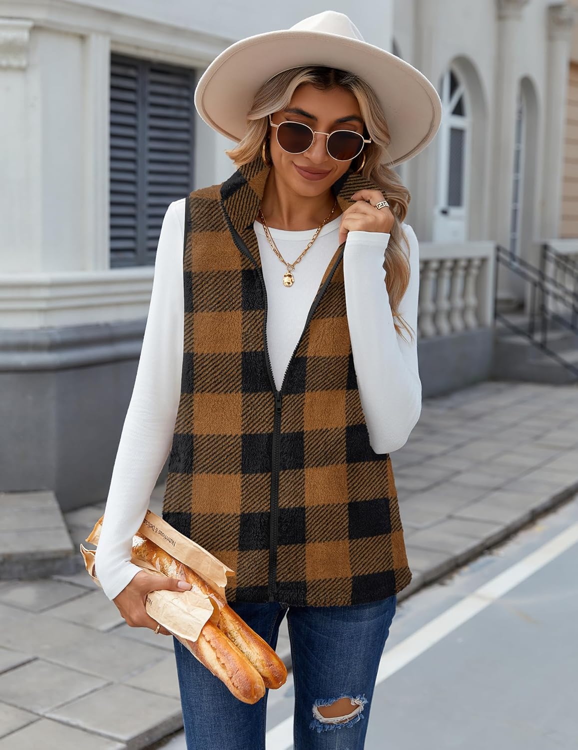 Zeagoo Vest For Women Sleeveless Sherpa Fleece Jackets Lightweight Zip Up Fall Winter Coats With Pockets - Image 4