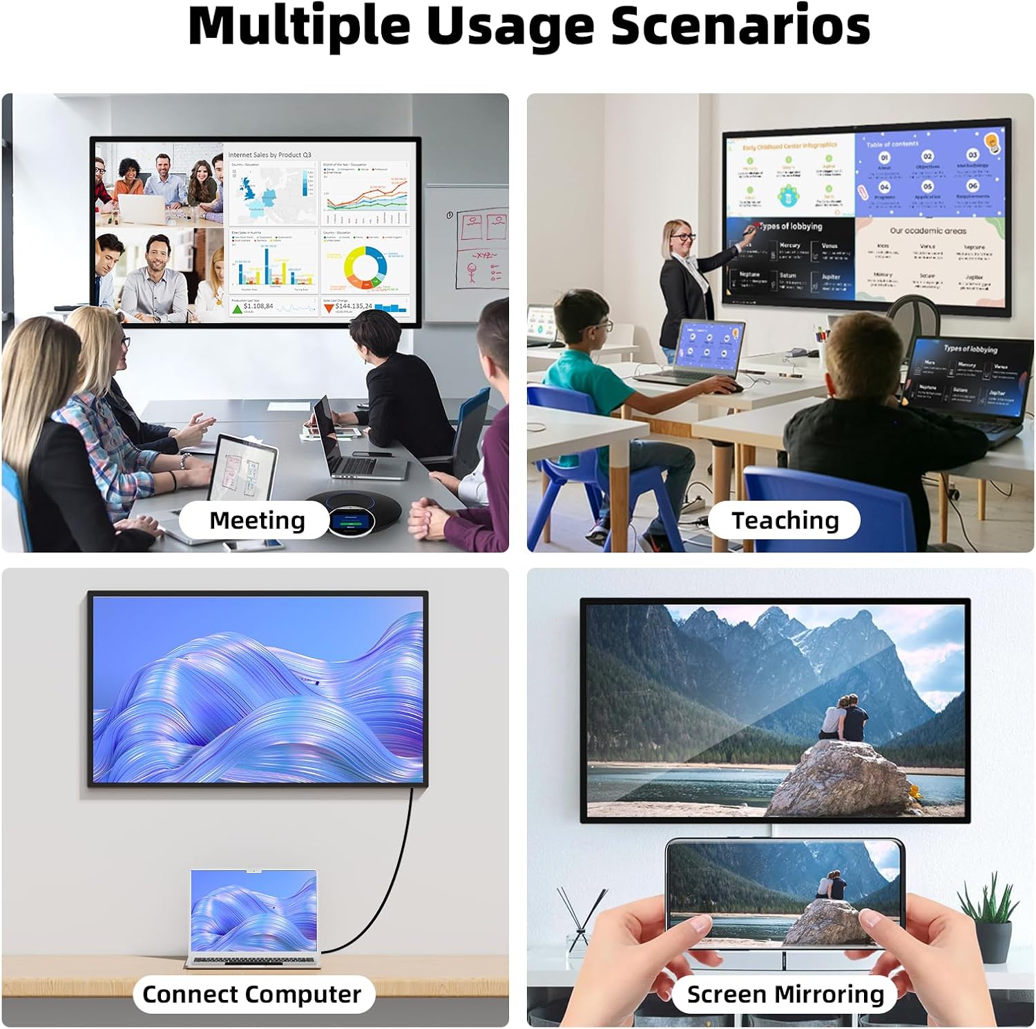 43 Inch Touch Screen Digital Signage, Smart Digital Calendar Digital Signage Display for Advertising,Plug&Play,Intelligent Split Screen,Built-in Speakers,Support HD-MI Input,Android System