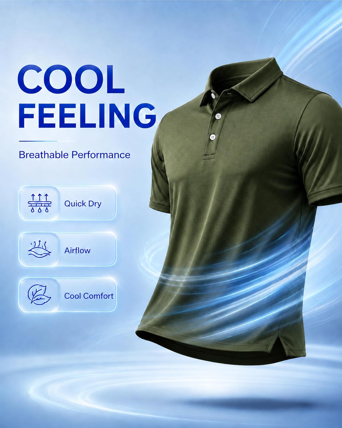 Boladeci Men's Polo Shirts Short Sleeve Golf Collared Quick Dry Moisture Wicking Performance Polos for Men Casual