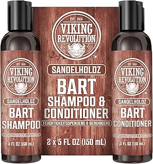 Viking Revolution - Bartshampoo & Conditioner Set - Erweicht, Glättet & Stärkt den Bartwuchs - Bartshampoo Für Männer - Sandelholzduft - Geschenke Für Männer - 2 x 150 ml