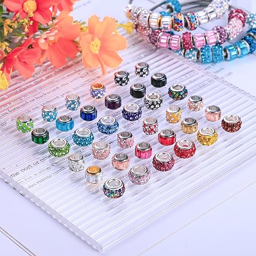 Miniatura 6 de Aipridy Lucky Beads Lover Perlas y diamantes de imitación de cristal, cuentas de ámbar, cuentas espaciadoras de agujeros grandes, cuentas europeas