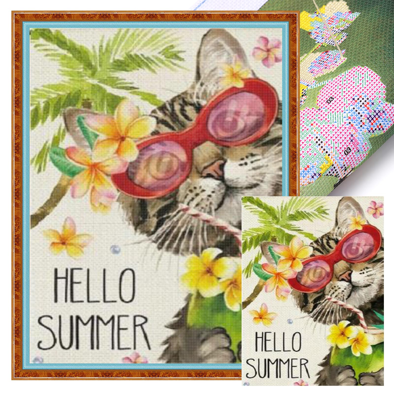 Kexpery 11CT Beach Cross Stitch Embroidery Kits for Beginners Adults DIY Set Home Decor Size 30x40cm