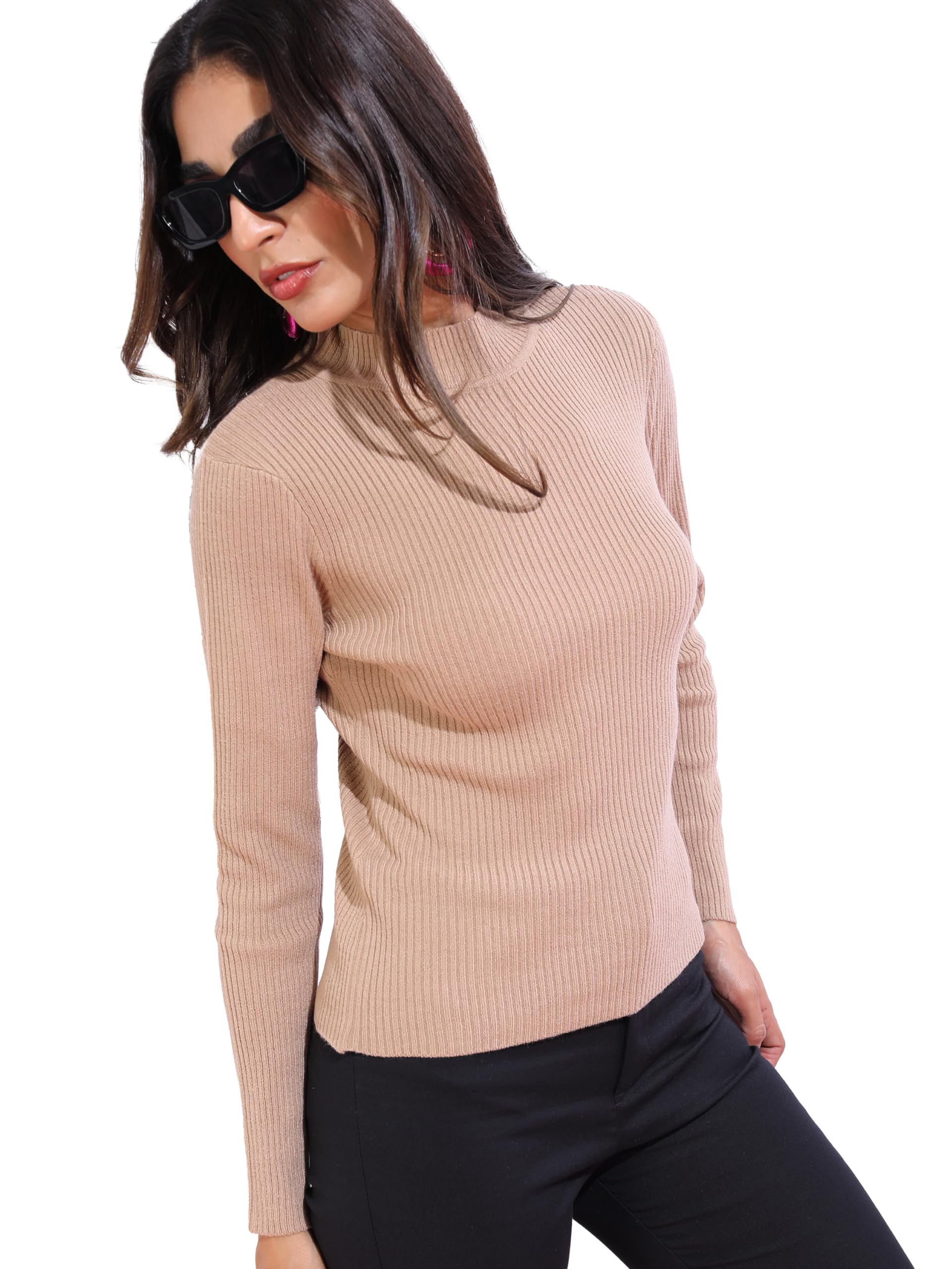 ketch Acrylic Womens Full Sleeve Slim Fit Sweater KHSW000010 Nude XL-picture-10