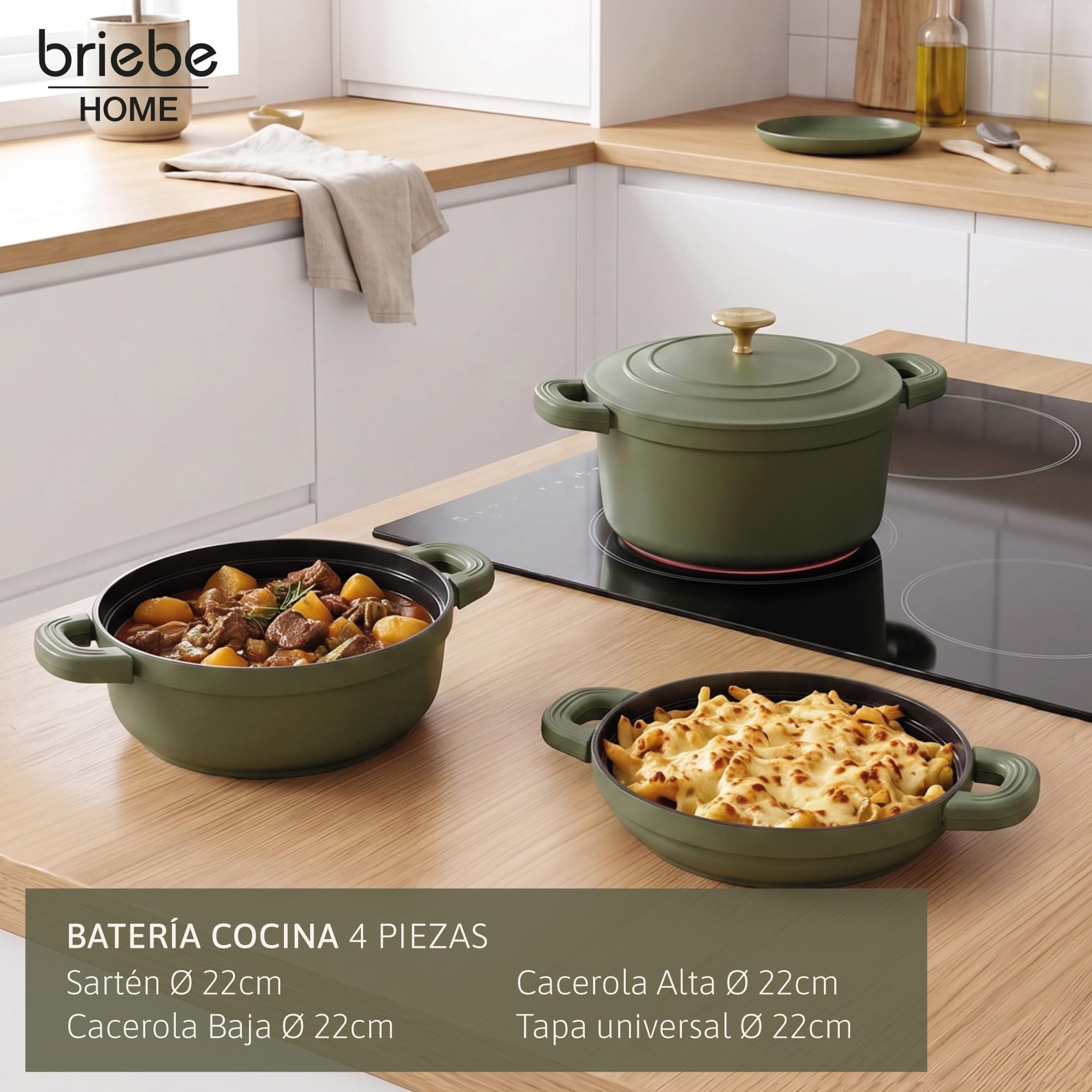 briebe Totem Batería Cocina Apilable Inducción Antiadherente Cerámico
