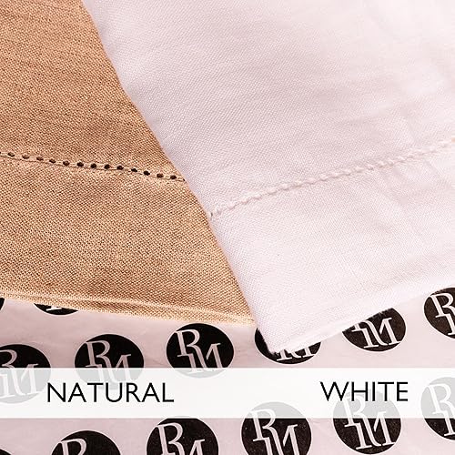 Miniatura 8 de Mantel de lino 100% puro  Tela elegante y de lujo  Mantel lavable  Embalaje de boda  vainica elegante  Rectángulo grande  60 x 120  Blanco