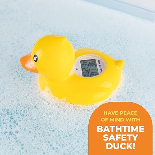 Miniatura 7 de Duck Baby - Termómetro y reloj de baño para bebé, esenciales para bebés Fahrenheit y Celsius, termómetro de habitación y agua, material suave