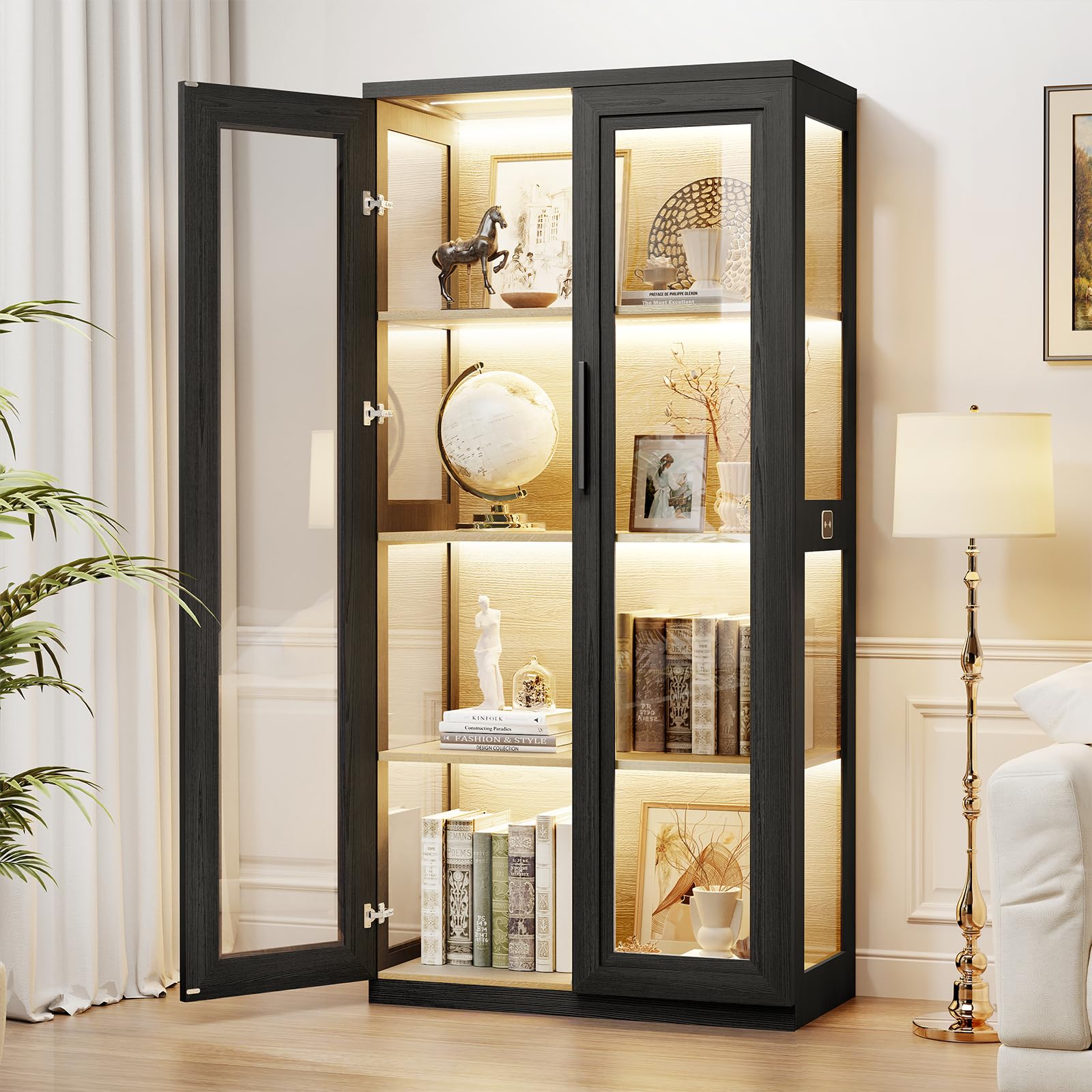 Amazon.com: BROTTAR Curio Cabinet with Glass Doors, Bookcase with