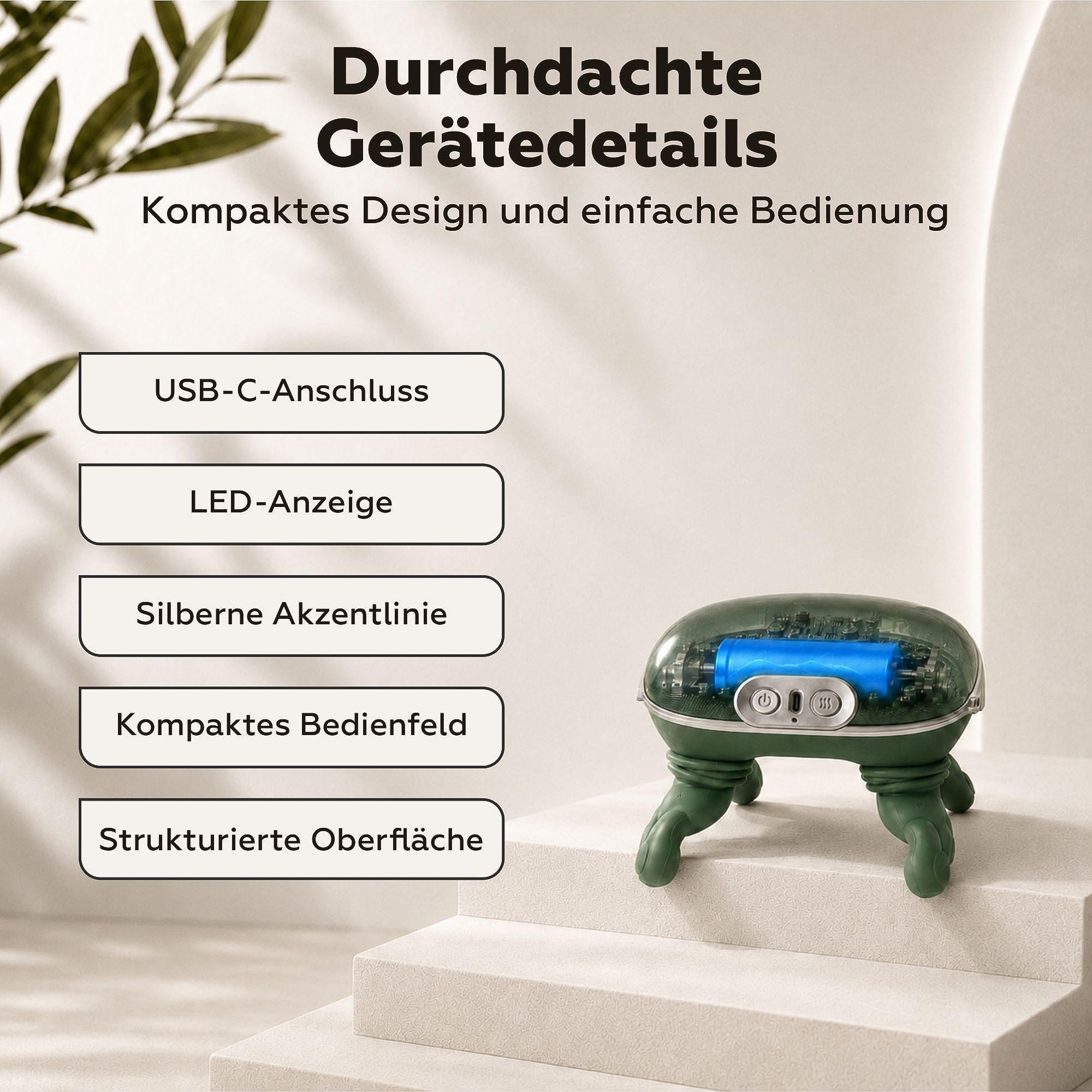 Nackenmassagegerät mit Wärme, 4D-Knetmassage, 3 Intensitäten, 2 Heizstufen, kabelloses Massagegerät für Nacken und Schultern