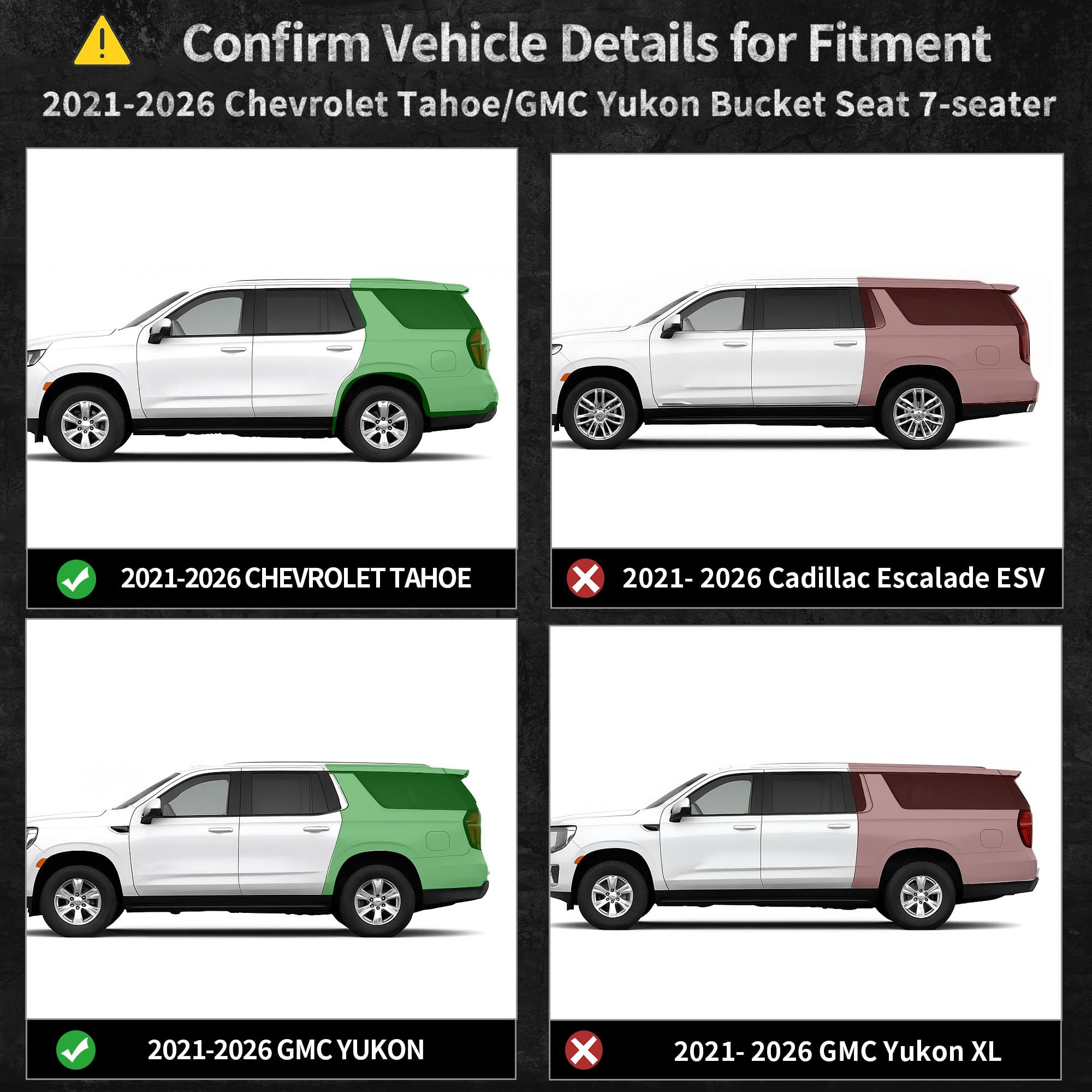 OEDRO Floor Mats Set Fits for Chevy Tahoe GMC Yukon Not Fit Yukon XL Cadillac Escalade 2021-2026 w — view 2