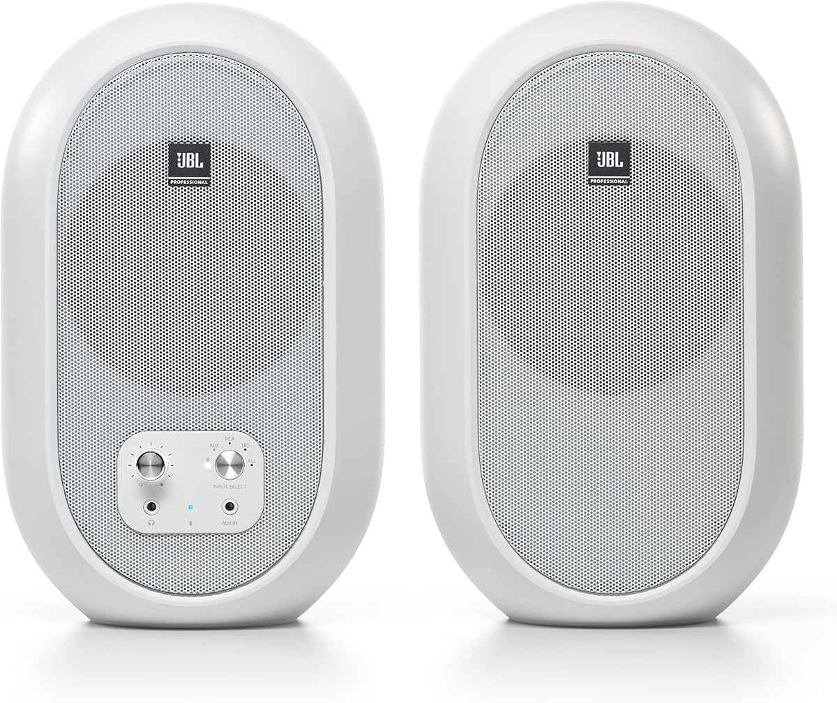 Professional 1 Series 104-BT Compact Desktop Reference Monitors with Bluetooth, White, Sold as Pair, 4.5-inch Speaker