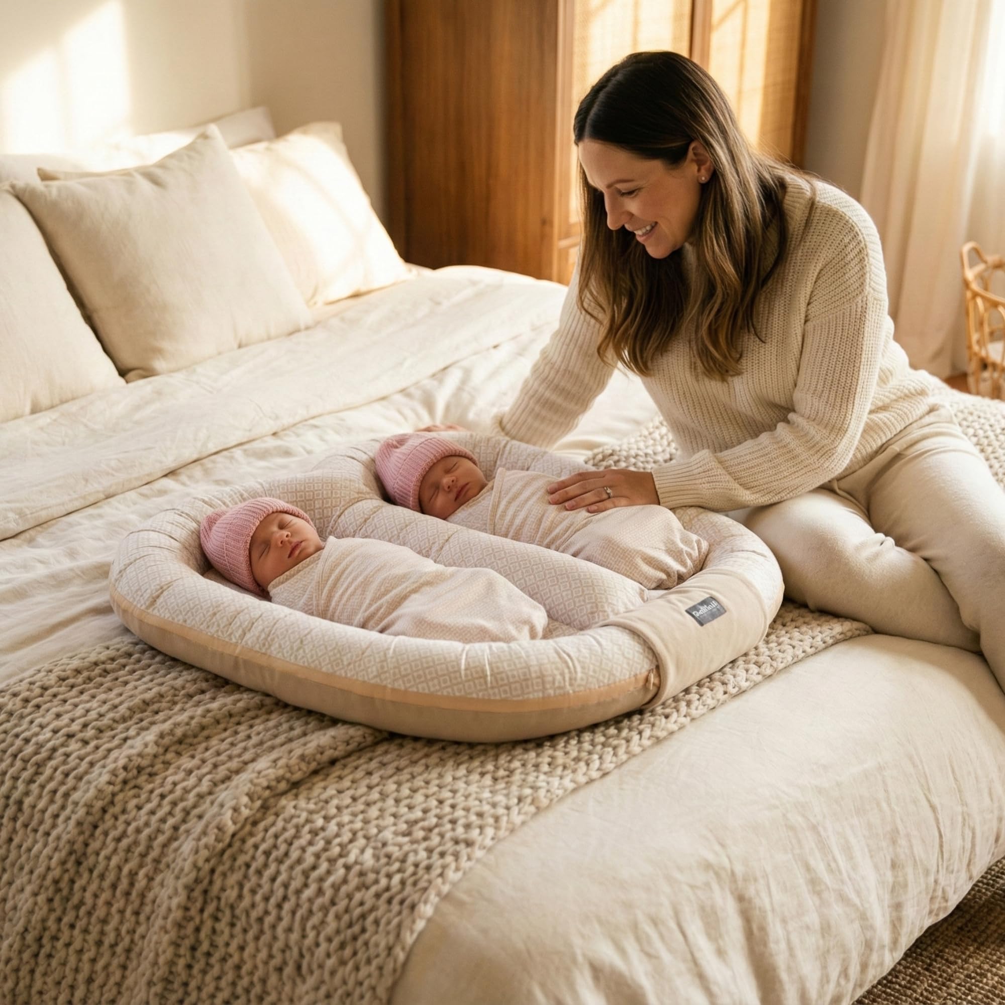 Cocoon Bellochi pour Jumeaux | Nid pour Bébé 100x100 cm | Cocon de Bébé | Sécurité et Confort | Cocon Multifonctionnel | LUX Collection