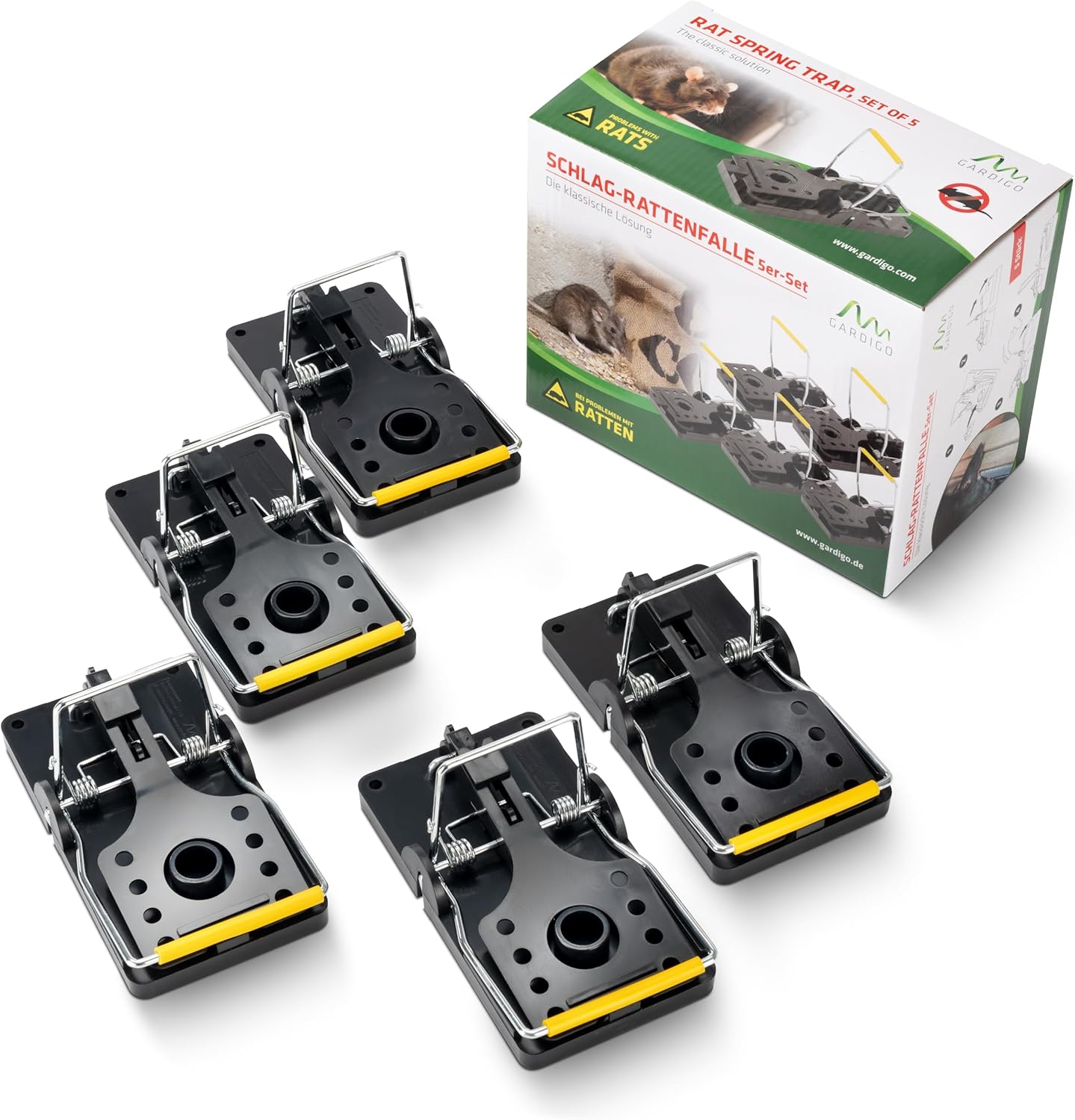 GARDIGO® Rattenfallen Schlagfallen im 5er Pack Rattenbekämpfung mit