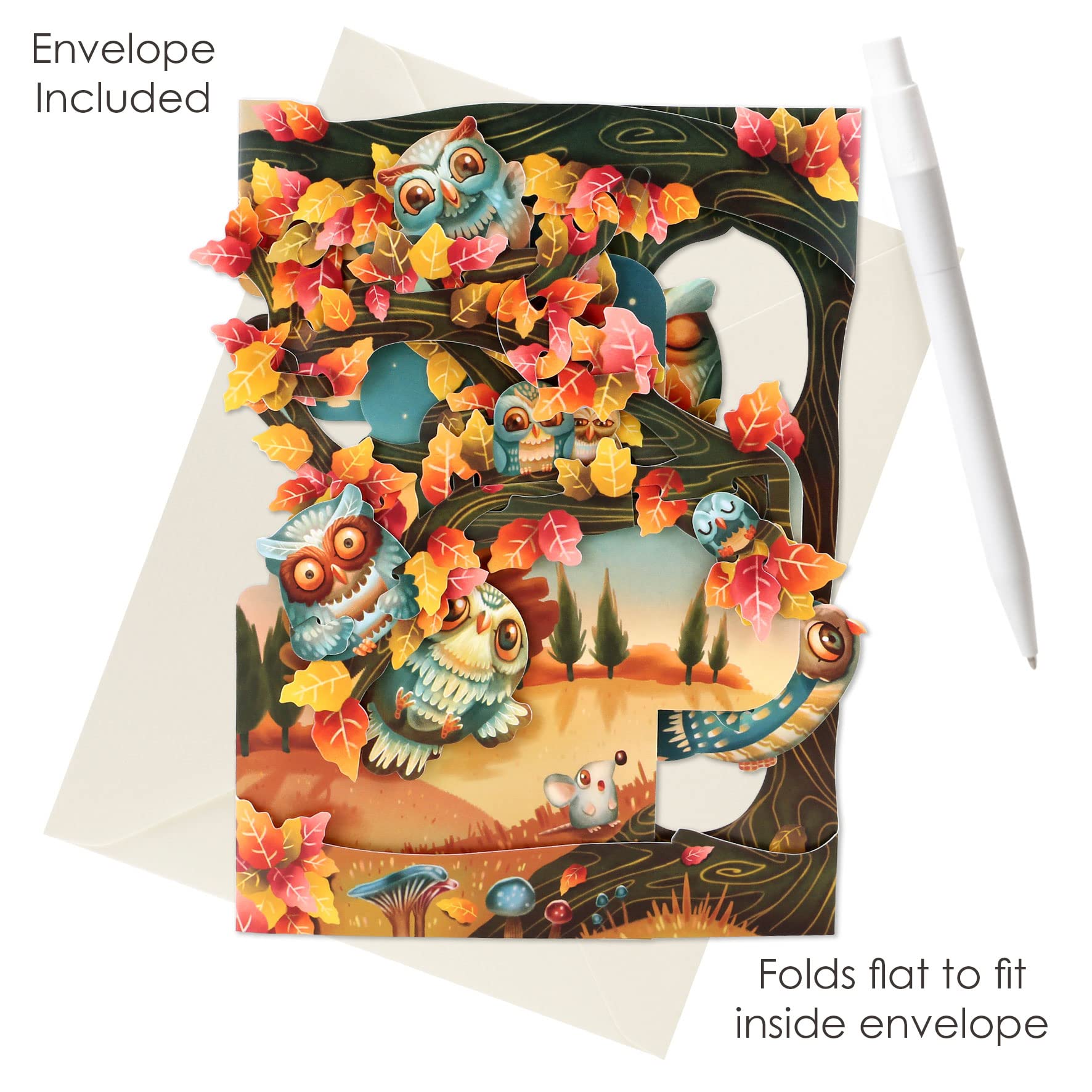 SANTORO Pendule, Carte De Vœux Pop-Up 3D – Hiboux – Pour Lui, Elle