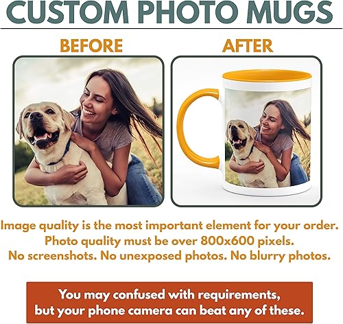 Miniatura 7 de Tazas de café con foto personalizadas, 15 onzas, rosa con imagen, texto, regalos personalizados, taza de cerámica personalizada, gran regalo de foto