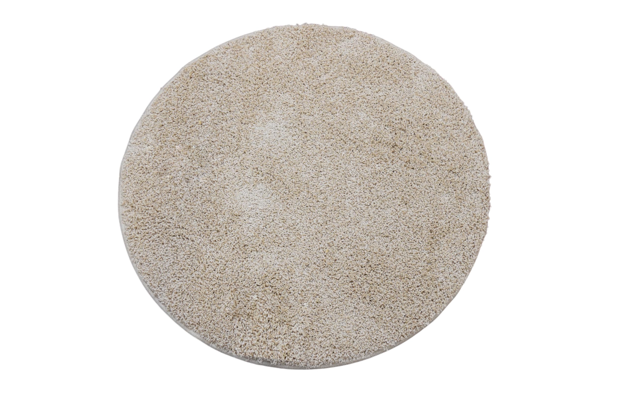 SrS Rugs® Round Shaggy Rug – Circle Mat Soft Thick Pile Non Slip Washable (Light Beige, 100cm) — image 1