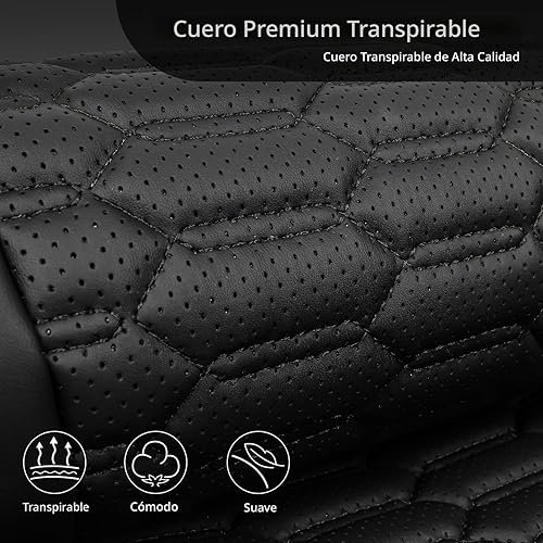 Miniatura 7 de CAR PASS Juego completo de fundas de asiento de automóvil de piel sintética de espuma 3D, fundas de asiento de piel sintética transpirable de lujo