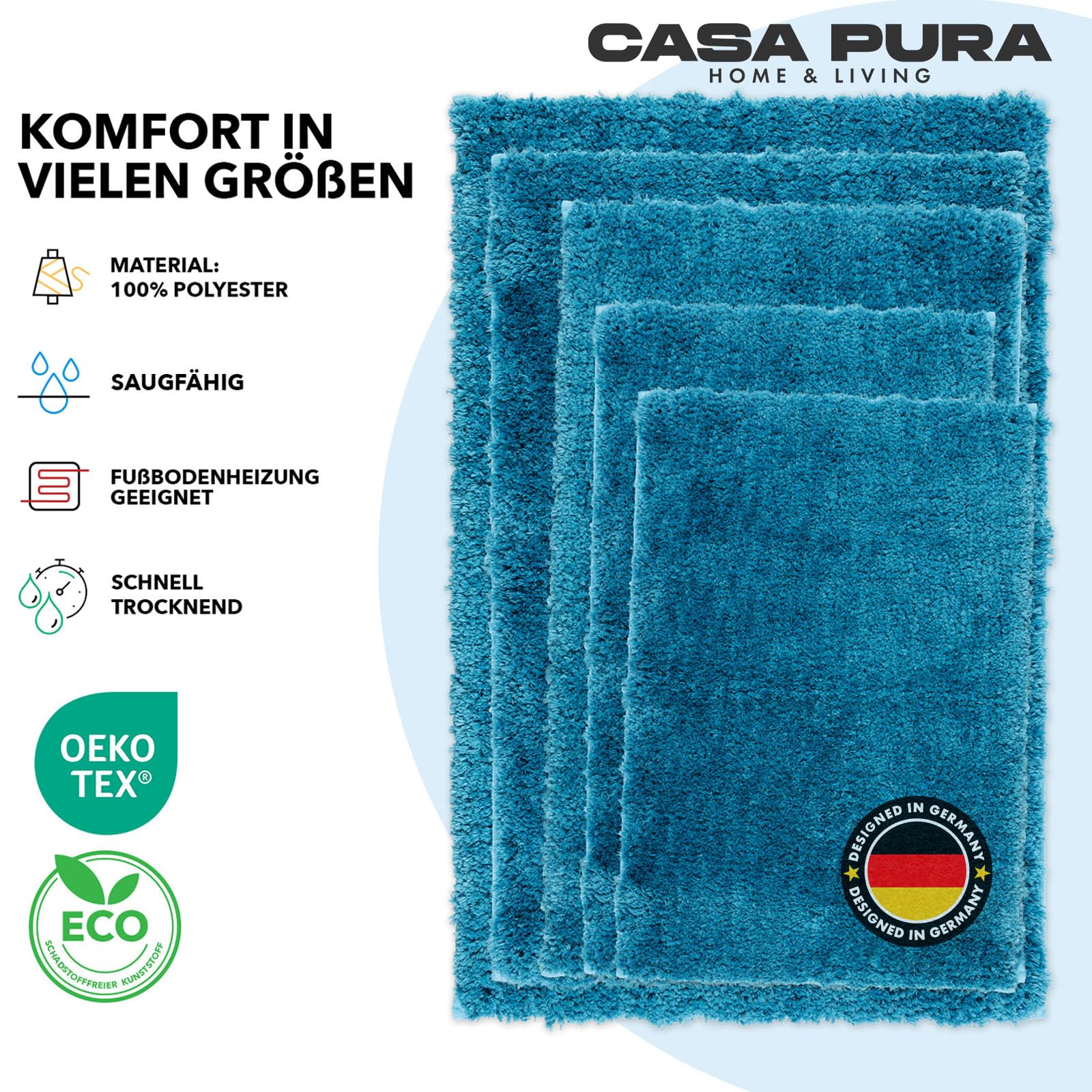 casa pura Badmat Sky Soft - wollige, antislip en zachte badmat | badkamer & douchemat voor bad, douche en toilet | machinewasbaar en sneldrogend | 60x100 cm - bruin