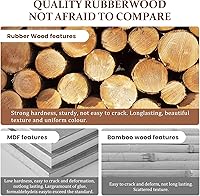 Vista 5 de Estante de abrigos de madera maciza independiente con ruedas y 2 estantes de almacenamiento y 5 ganchos, estante de ropa resistente, árbol
