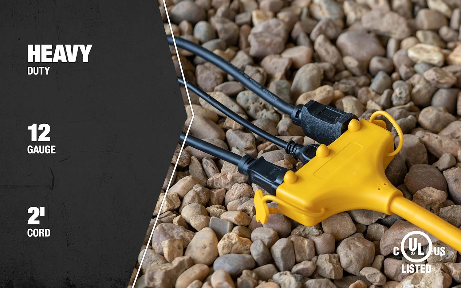 Southwire Triple Outlet Extension Cord - Provides Heavy-Duty Outdoor Power for Tools & Equipment - High Visibility - Waterproof - Durable Build - 2 Feet