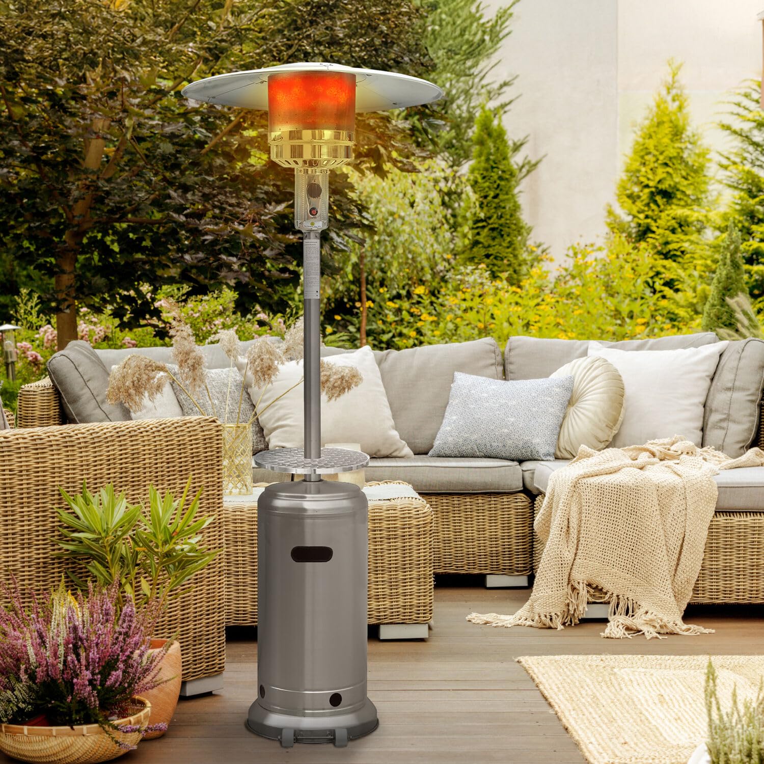 Hanover 7-Ft. 48,000 BTU Stainless Steel Propane Patio Heater, Umbrella Style Gas Outdoor Heater for Deck or Patio, HAN003SS: Buy Online at Best Price in Egypt