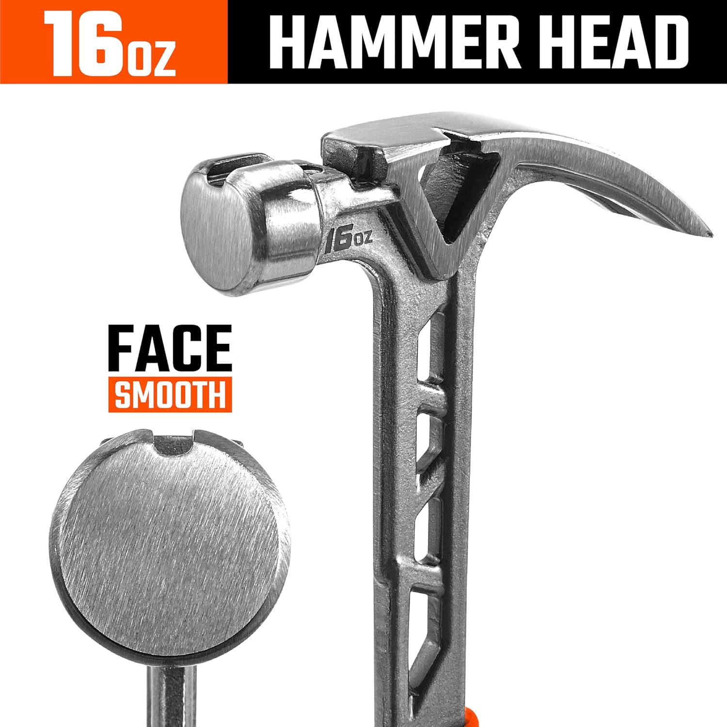 VANQUISH Framing Hammer 16oz One Piece Forged Curved Claw Hammer with Smooth Face & Shock Reduction Grip, Claw Hammer with Magnetic Nail Holder Side Nail Puller, 0627