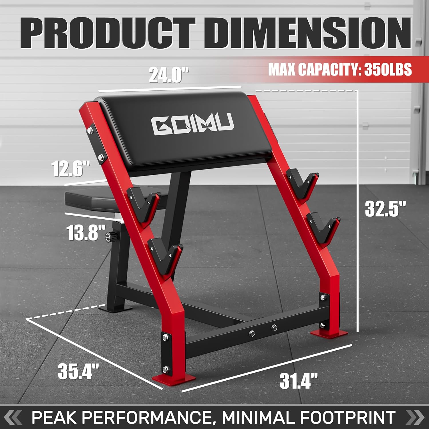 PC01 Preacher Curl Bench, Seated Arm Isolated Barbell Dumbbell Bicep Station, Adjustable Bicep Curl Machine with 2 Bar Holders for Home Gym