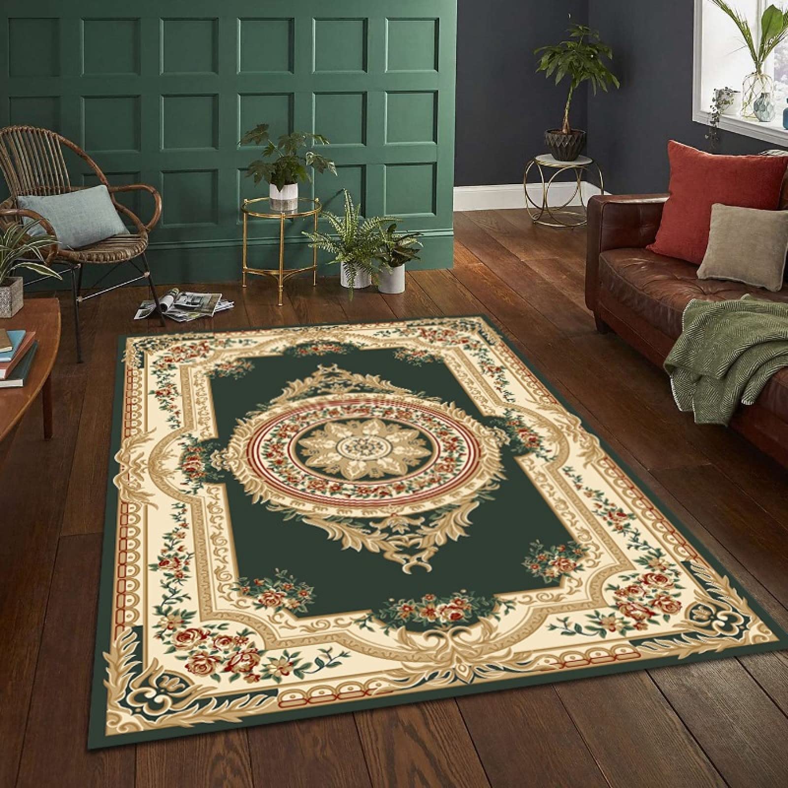 Amazon | カーペット緑ラグマットペルシャ絨毯風 洗える180*230CM