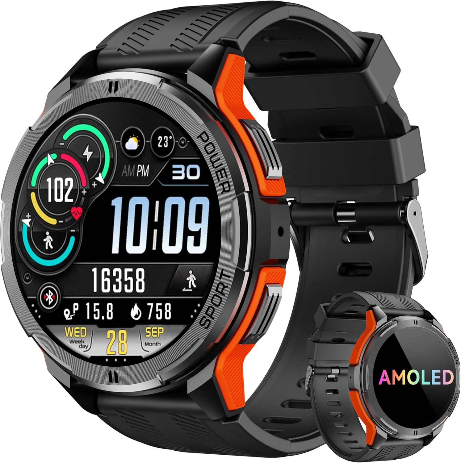 OUKITEL Smart Watch for Men, Military Watches Waterproof 1.43 AMOLED Touchscreen Answer/Make Calls, Fitness Tracker with 24H Heart Rate Blood Oxygen Sleep Monitor 100+ Sports Modes, for Android & iOS