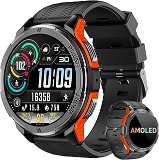 OUKITEL Men’s Smartwatch with Bluetooth Calls, IP68 Waterproof, 100+ Sports Modes, Heart Rate Monito