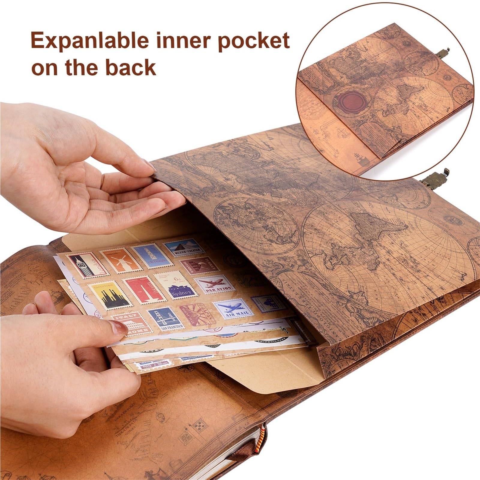 Album Fotos 180 Page DIY Travel Photo Album Our Adventure Book Leather Retro Creative Anniversary Wedding Guest Memory Gift(Green)