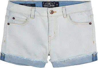 Lucky Brand girls' cuffed jean shorts, stretch denim, mid-high rise
