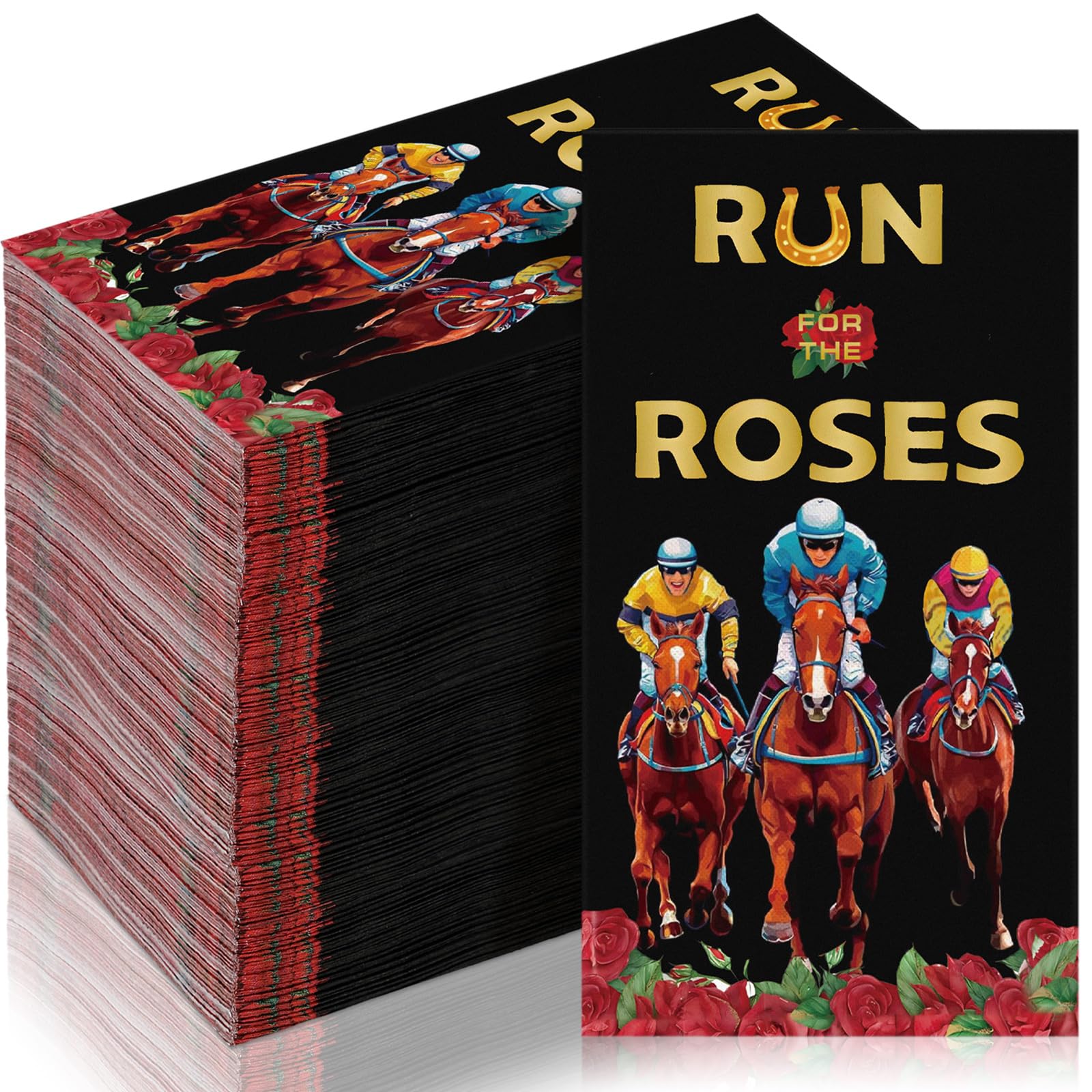 Tinlade 100 Pcs Derby Disposable Guest Napkins Horse Racing Party Supplies Dinner Hand Napkin Horse Paper for Birthday Party Bathroom Holiday
