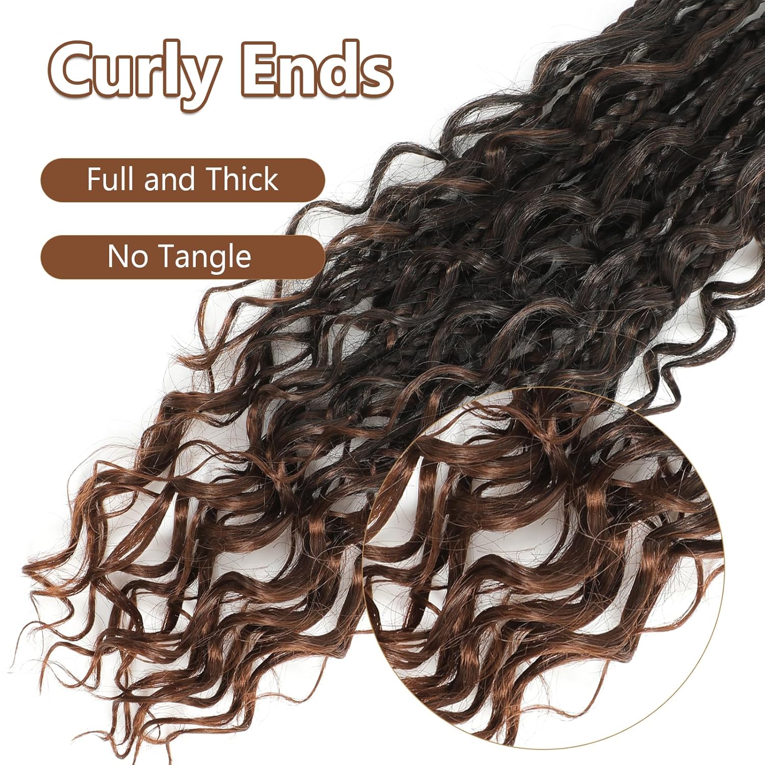 Crochet Braids - Bohemian Crochet Braids, Synthetic Braiding Hair, Goddess Braids for Black Women (8 Packs)