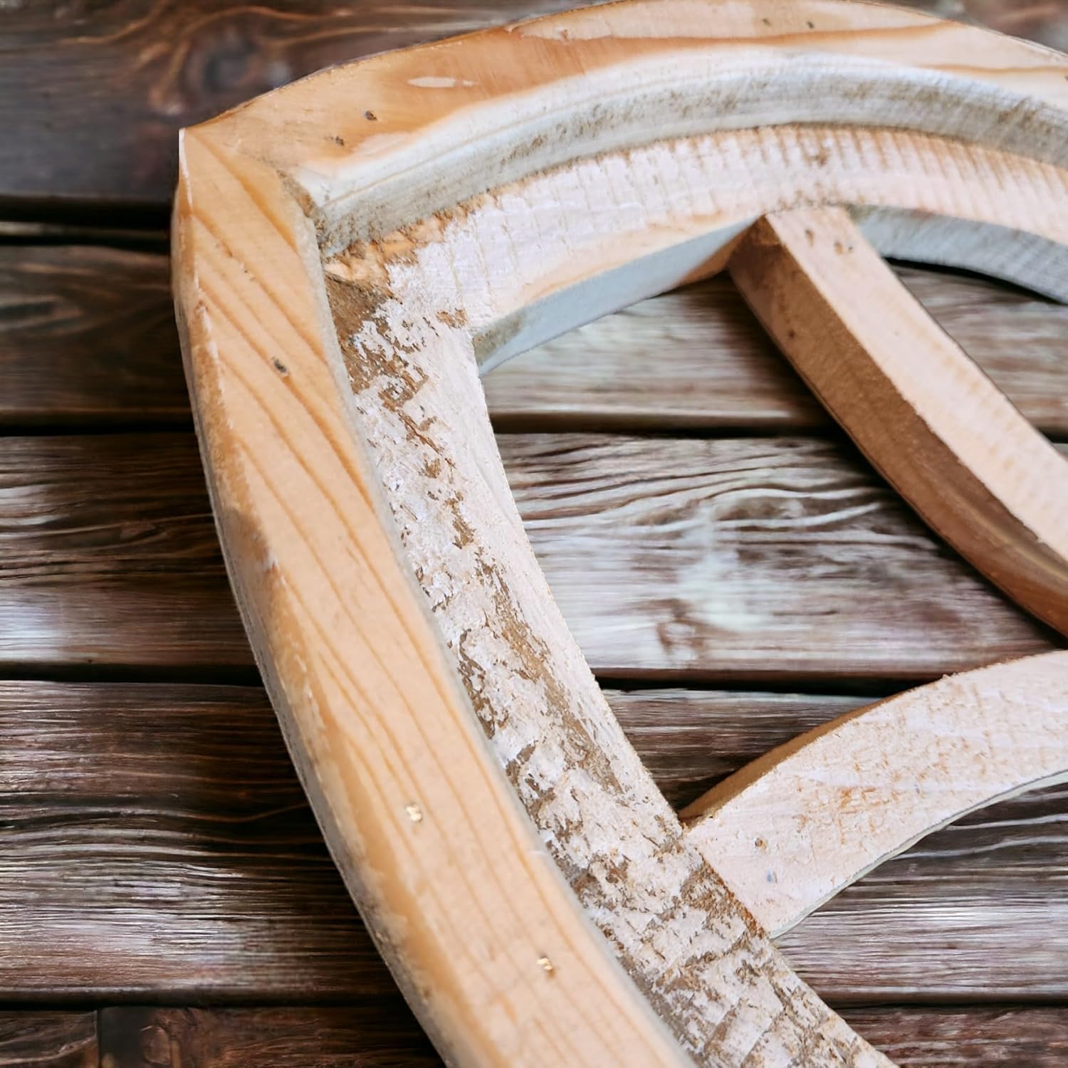 29.25" Farmhouse Wooden Wall Windows Ivory Point Arches Set of 2 - Rustic Cathedral Wood Windows- Ivory Point (Small 29 1/4" H X 12" W X 2" D Each Window)