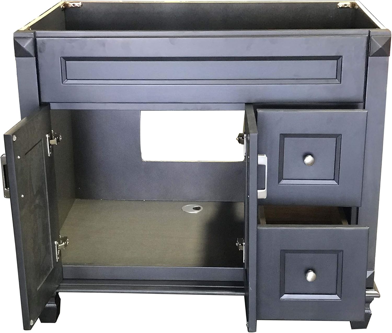 Carbon Metallic solid wood Single Bathroom Vanity Base Cabinet 36" W x 21"D x 32" H (RIGHT Drawers)