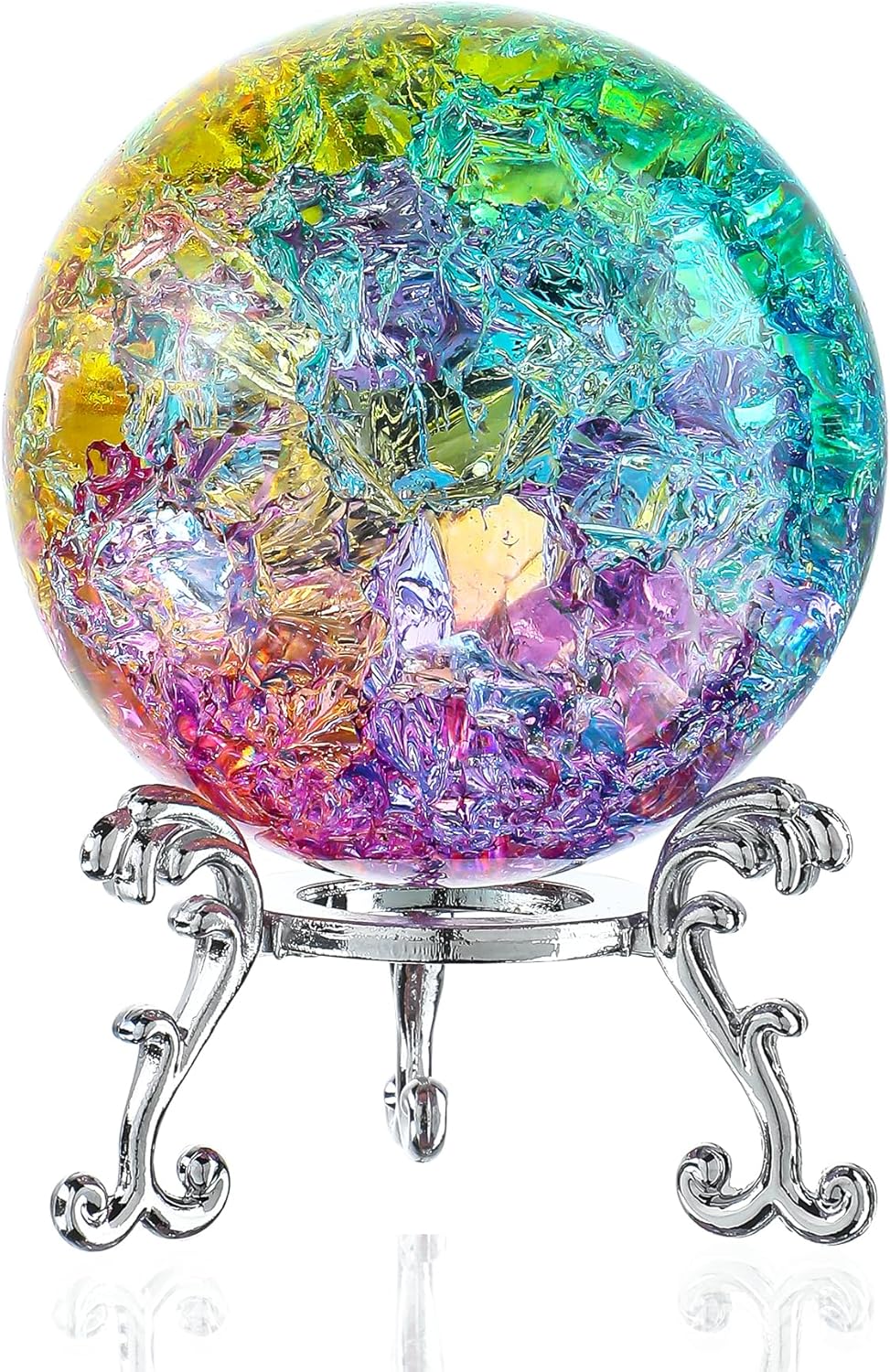 Amazon.com: kanpura 60mm Ice Cracked Crystal Ball Paperweight with ...