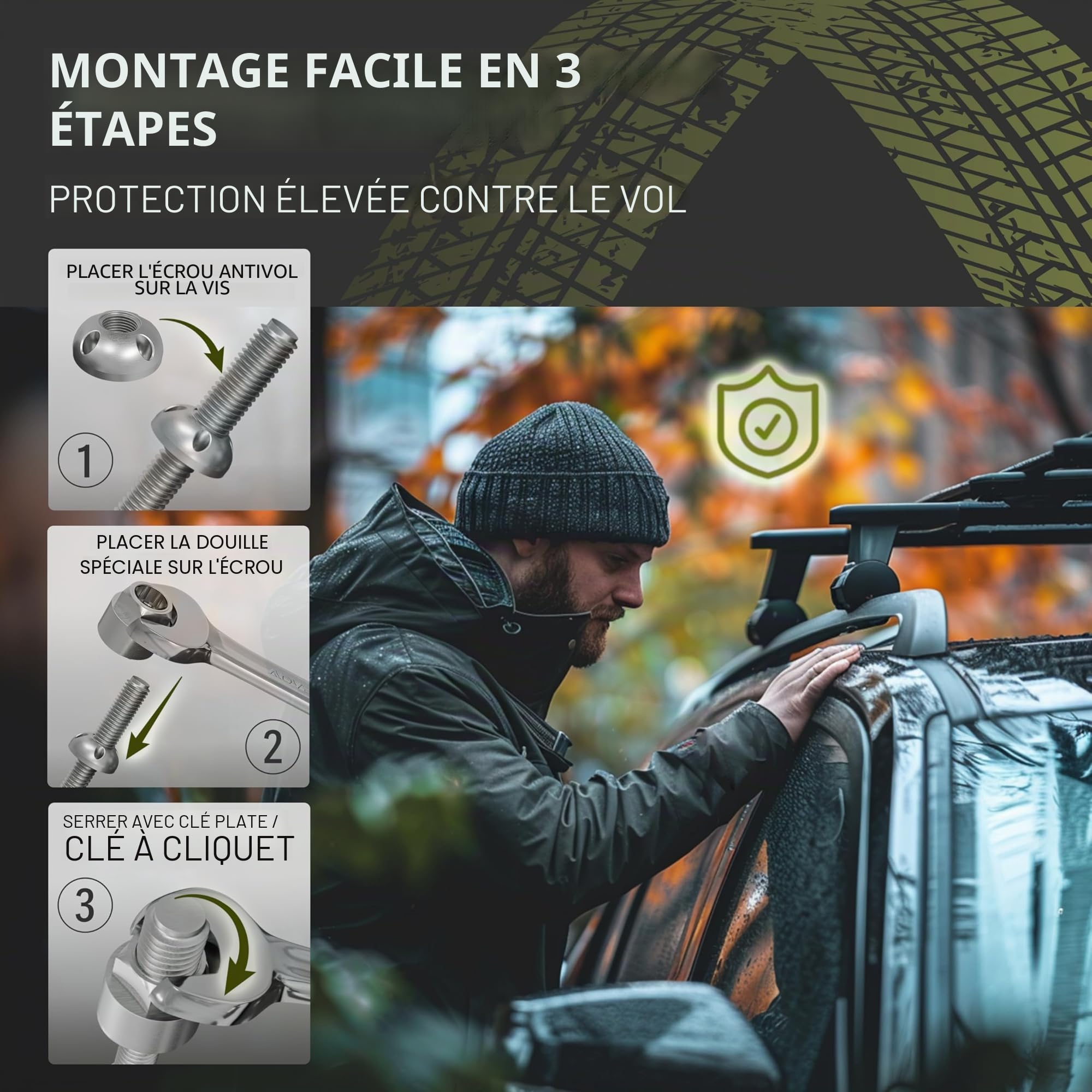 8+1 Écrous antivol Écrous de sécurité anti-vol M8 en acier inoxydable (M8, 8 écrous 1 noix)